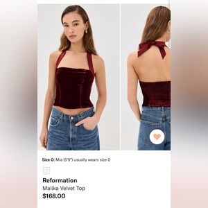 Reformation Malika Velvet Top